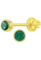 beautiful teeny-tiny gold green birthstone earrings for babies and children